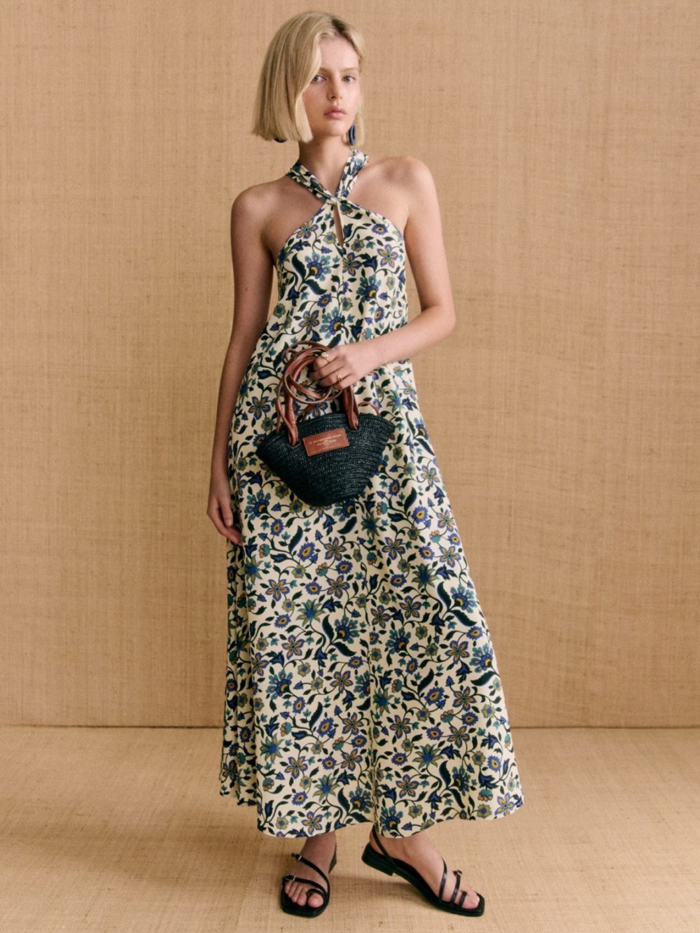 NWT Sezane Rena Dress - Sezane X Momoni in Arabesque Blue size 4